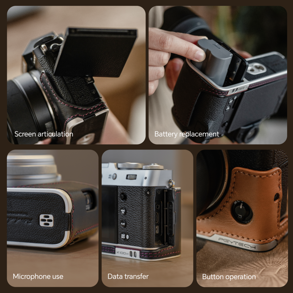 PGYTECH kožené pouzdro FUJIFILM X-T5 Midnight Black